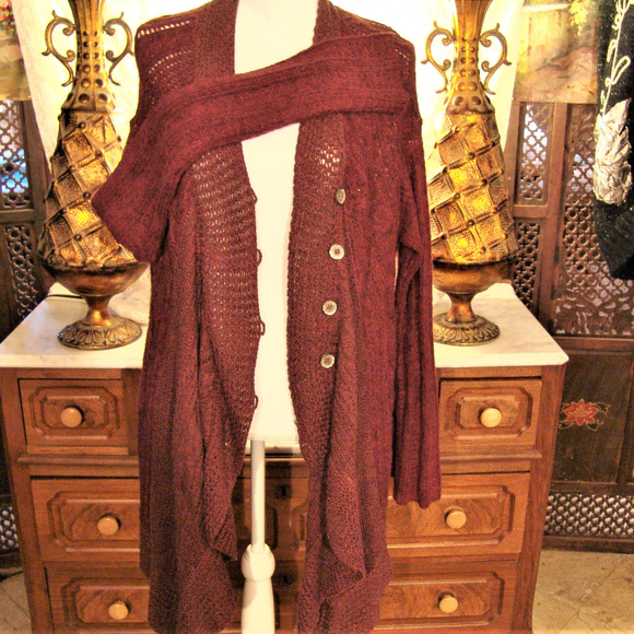Free People Sweaters - FREE PEOPLE cardigan plum knit  draped sweater M